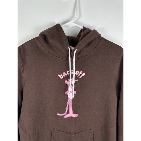 Vintage Y2K Pink Panther “back off” Hoodie Brown Size XL - Picture 2 of 10